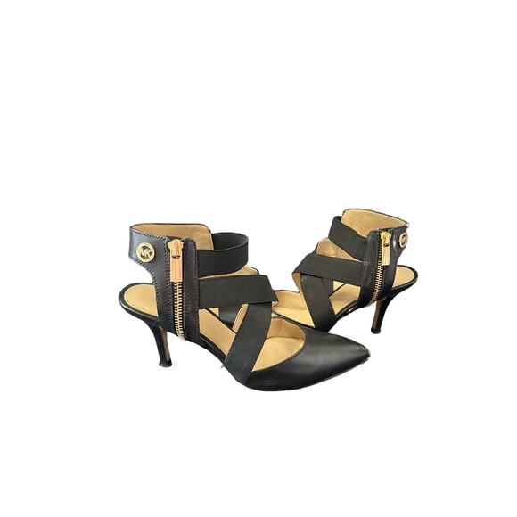 WOMEN Black Michael Kors, Midi Strappy, Sandals Pumps Size 7 Heels, Pre-Owned - Picture 1 of 8